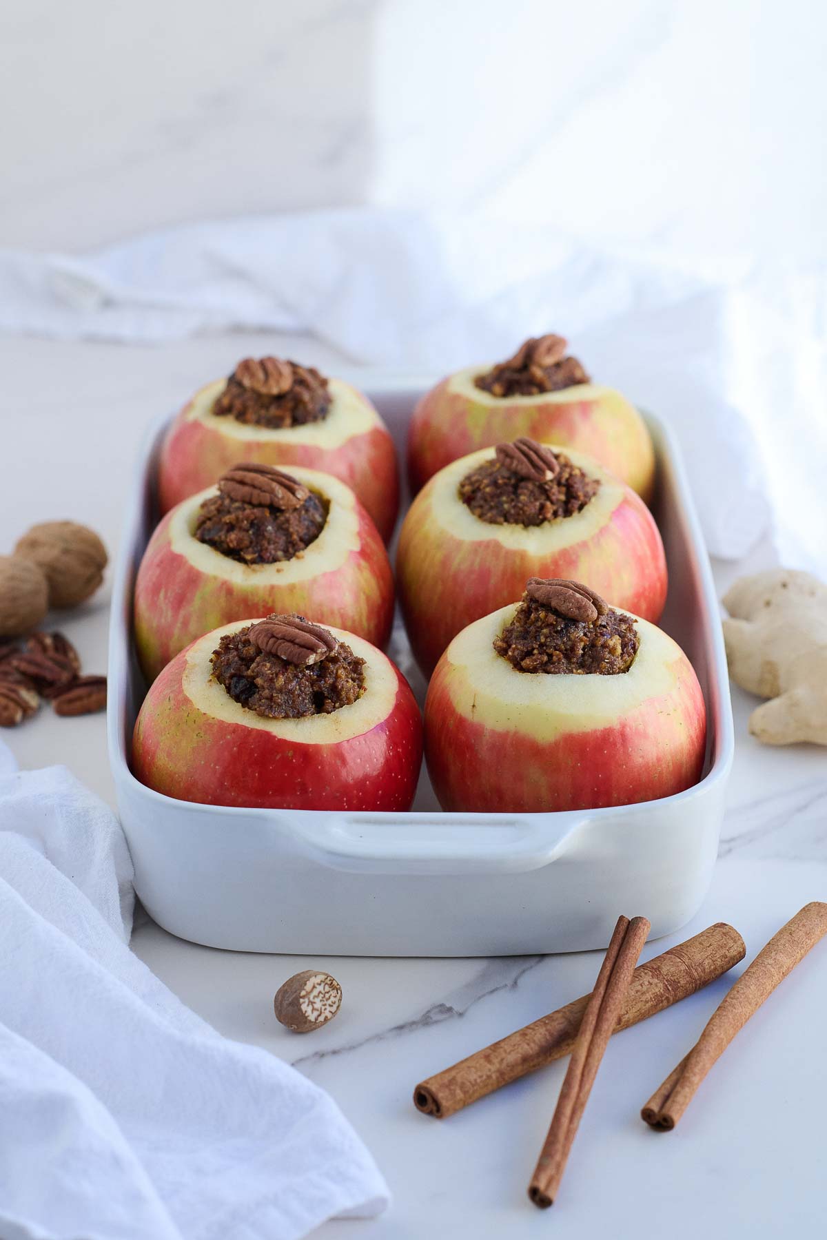Baked apples ready to go in the oven. 