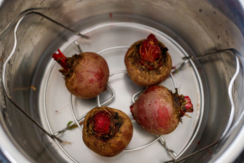 beets steaming in an instant pot