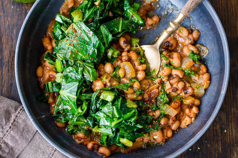 Smoky Black Eyed Peas and Collard Greens