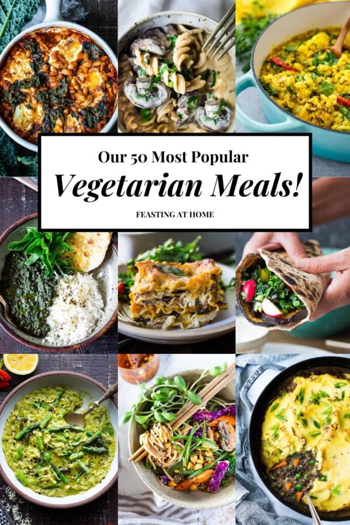 Our 50 Most Popular Vegetarian Dinner Recipes! Cozy, hearty, easy and delicious! All tried and true and sure to please.