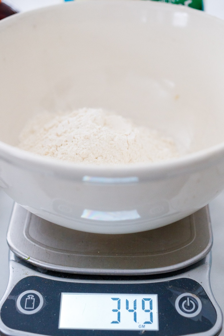 weighing out the flour