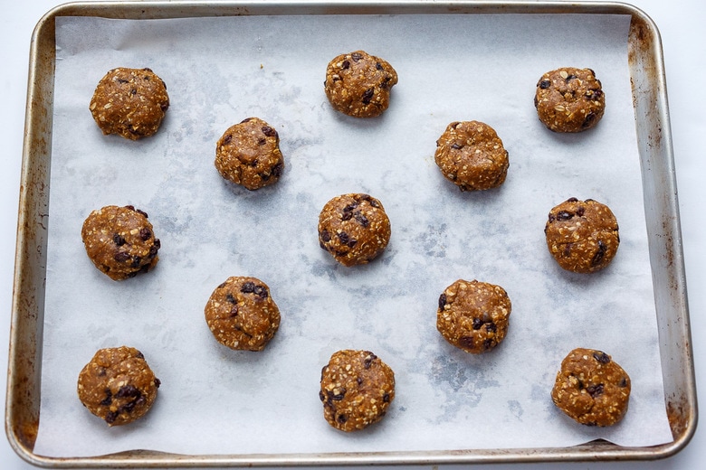 cookies on a tray ready to bake