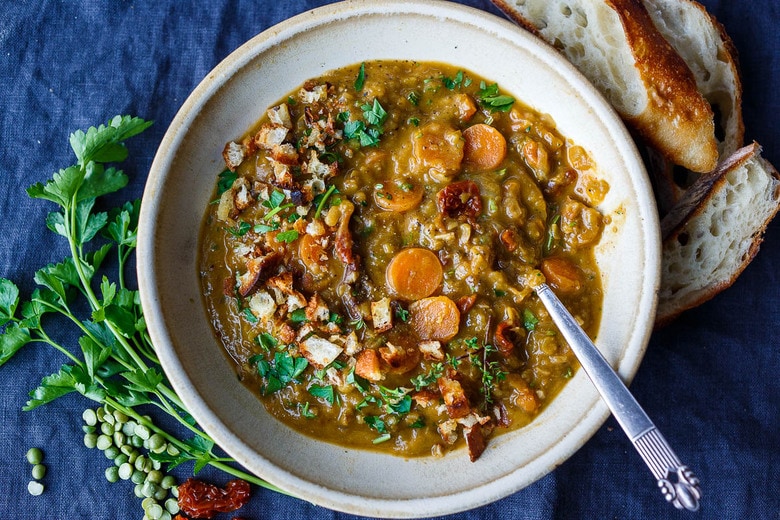 Vegan Split Pea Soup with Smoky Baked Tofu - Plant Based RD