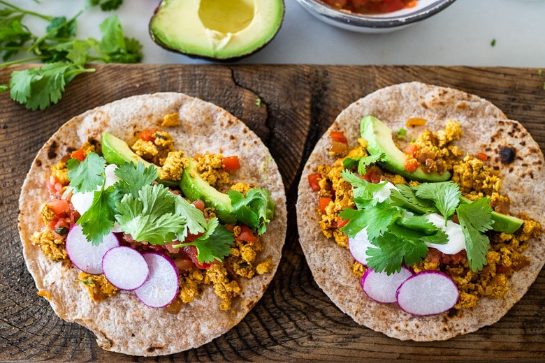 assemble the vegan breakfast tacos