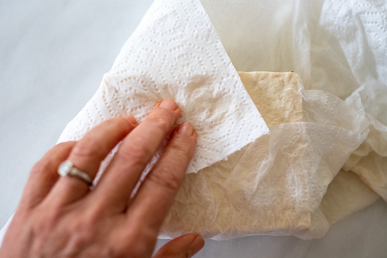 pat the tofu dry with paper towels