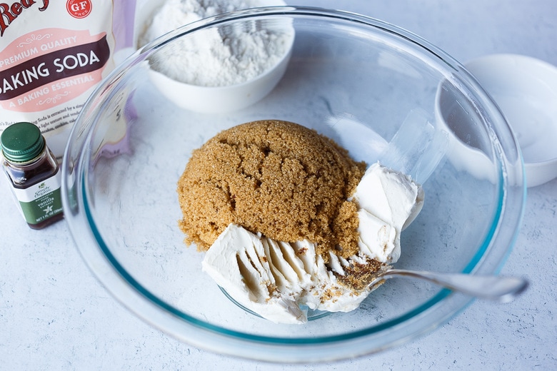 mixing brown sugar with butter