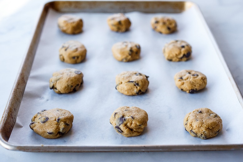 scoop cookies onto tray