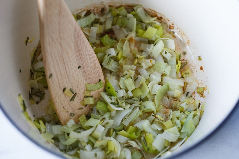 sautéing leeks