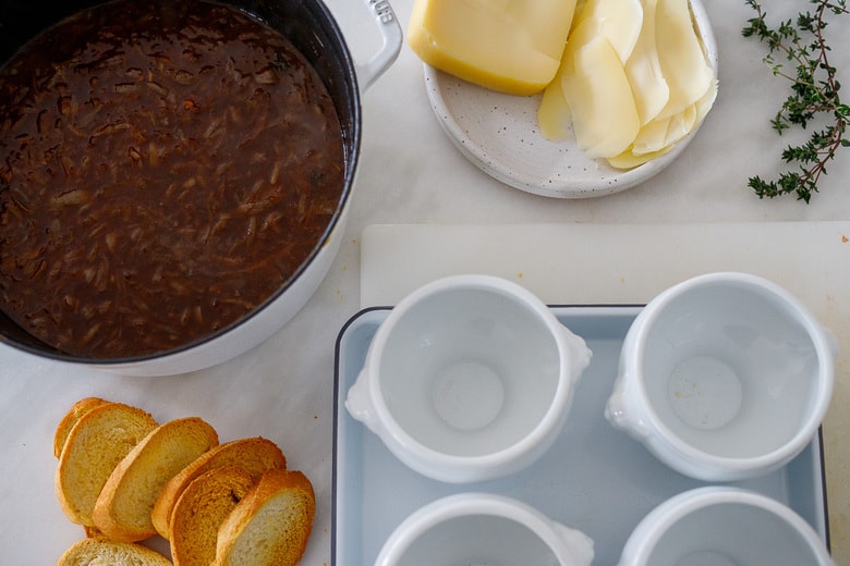 assemble the French onion soup 