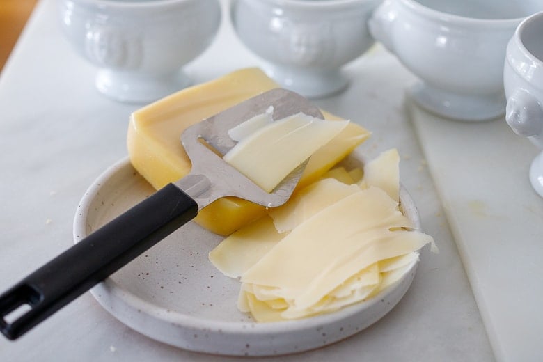 slice the gruyere cheese 