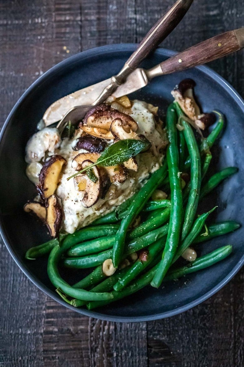 Creamy Gorgonzola Chicken with Mushrooms and Sage is flavorful, decadent, and perfect for special occasions like birthdays, anniversaries or Valentine's day. The creamy gorgonzola sauce is dreamy and delicious. 