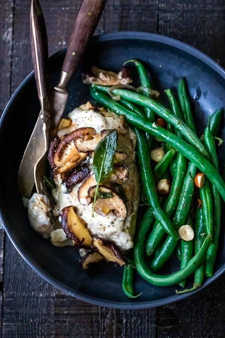 Creamy Gorgonzola Chicken with Mushrooms and Sage is flavorful, decadent, and perfect for special occasions like birthdays, anniversaries or Valentine's day. The creamy gorgonzola sauce is dreamy and delicious. 