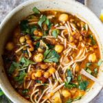 A delicious recipe for Harira-a Moroccan Lentil and Chickpea Soup, full of protein and nutrients infused with warming Moroccan spices. Vegan.