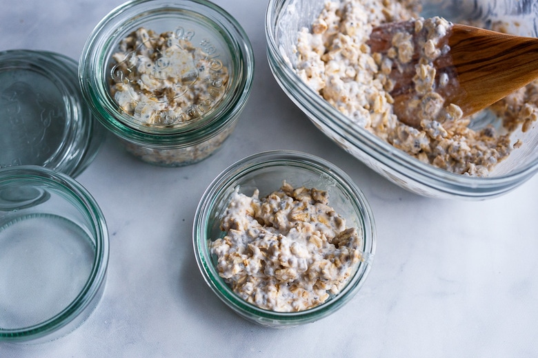 filling jars for ready made breakfast 