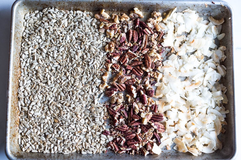 toasted sunsets, pecans and coconut