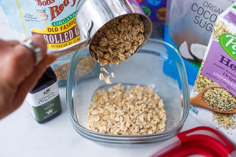 mixing oats in bowl