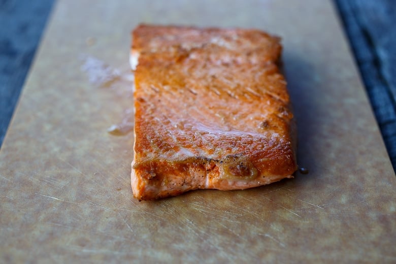 Seared salmon.