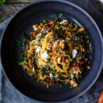 Here is a tasty simple recipe for Roasted Spaghetti Squash with Chard, Toasted Walnuts and Chèvre. A healthy low-carb meal perfect for serving with your favorite protein.