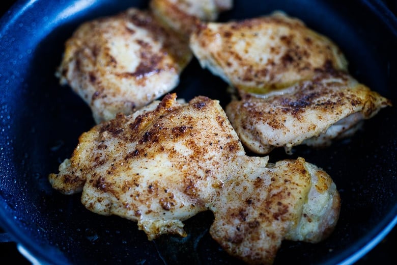 pan searing five spice chicken