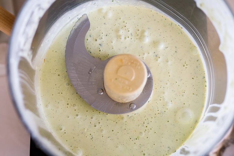 meyer lemon aioli in a food processor