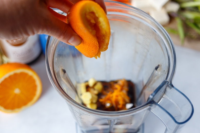 orange juice in Miso rice bowl