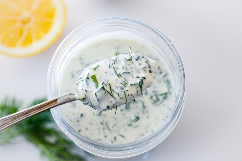 storing ranch dressing in a mason jar.