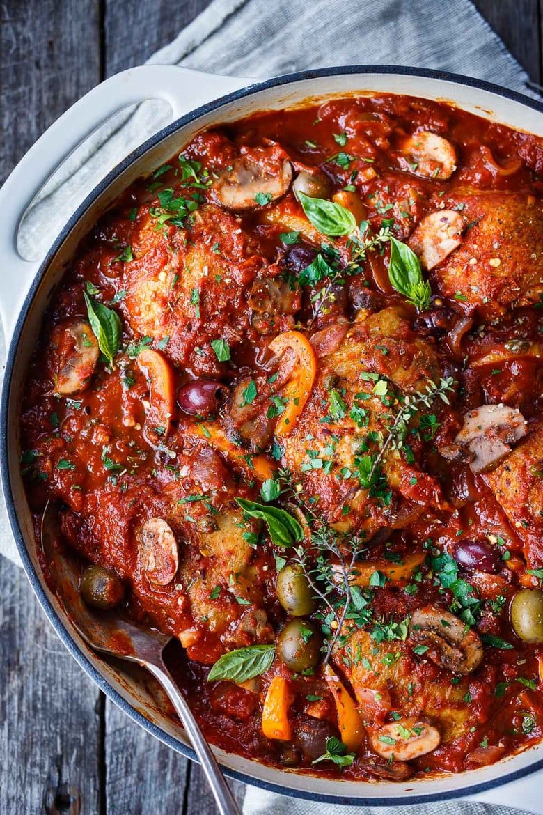 Hearty and satisfying, Chicken Cacciatore is a rustic Italian classic. Serve on its own with crusty sourdough, pair with creamy polenta, rice or pasta.  An easy comforting meal the whole family with enjoy! Gluten-Free.