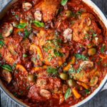 Healthy and satisfying, Chicken Cacciatore served over creamy polenta is a rustic Italian classic. Serve on its own with crusty sourdough, pair with creamy polenta, rice or pasta.  An easy comforting dish the whole family with enjoy! Gluten-Free.