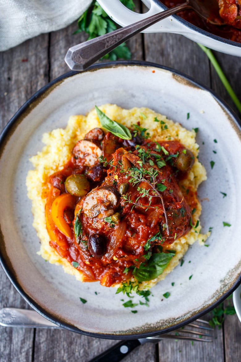 Hearty and satisfying, Chicken Cacciatore is a rustic Italian classic. Serve on its own with crusty sourdough, pair with creamy polenta, rice or pasta.  An easy comforting meal the whole family with enjoy! Gluten-Free.