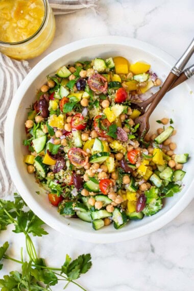 Chickpea quinoa salad with lemony dressing