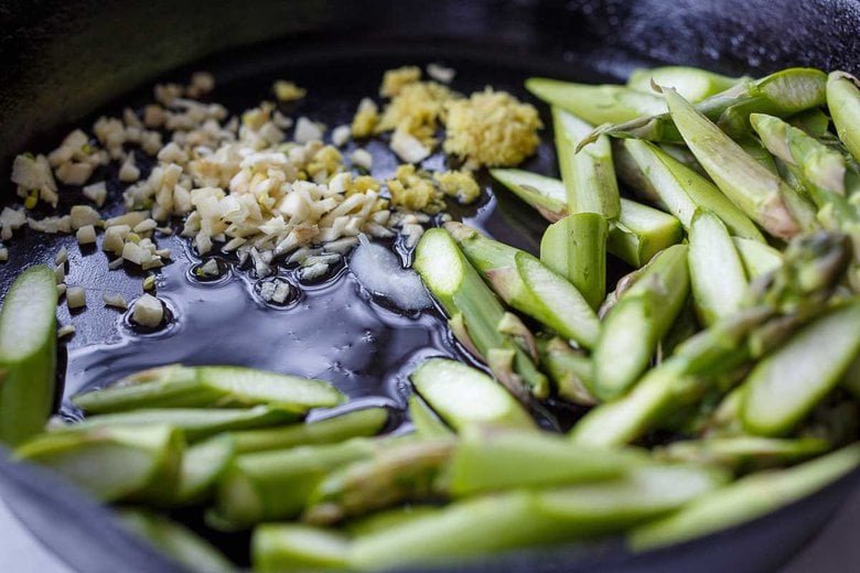 sautéing the veggies