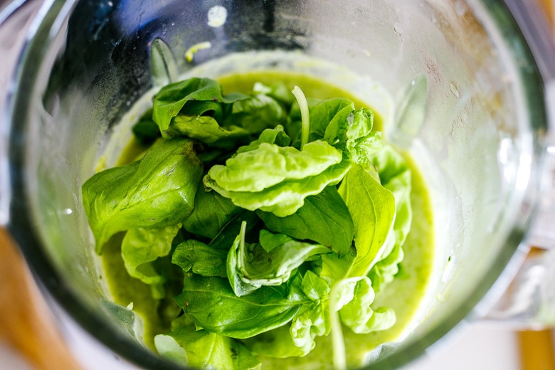 add fresh basil to the blender