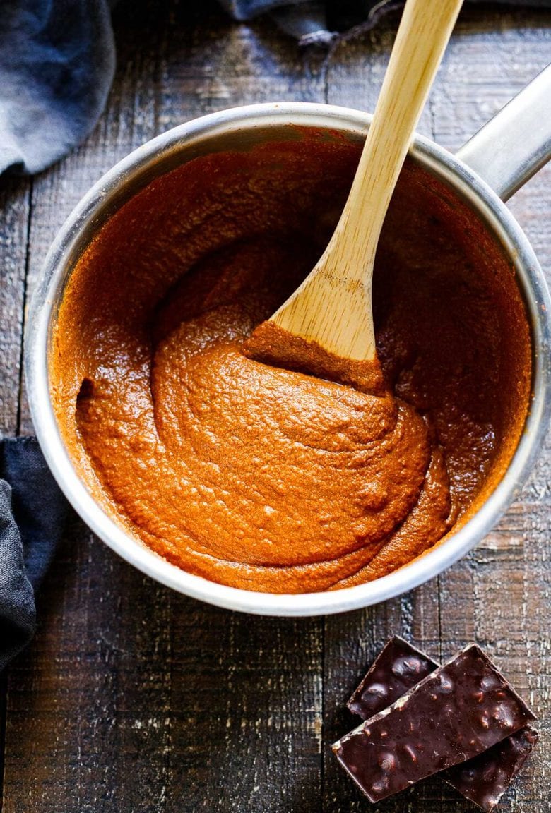 This Quick & Easy Mole Rojo Sauce (aka Red Mole) can be made in 20 minutes and has the best flavor! Vegan and Easy!