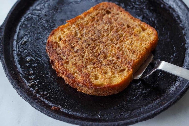 pan frying the French toast