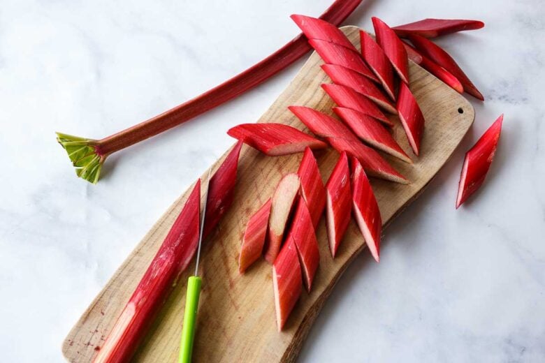 cutting rhubarb