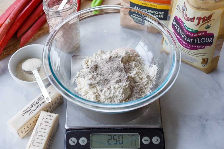 measuring ingredients for crust