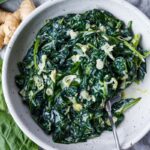 Rich and luscious Coconut Creamed Spinach has a silky melt-in-your-mouth texture. Simple to put together and makes an easy delicious side dish.  Vegan and Gluten-Free!