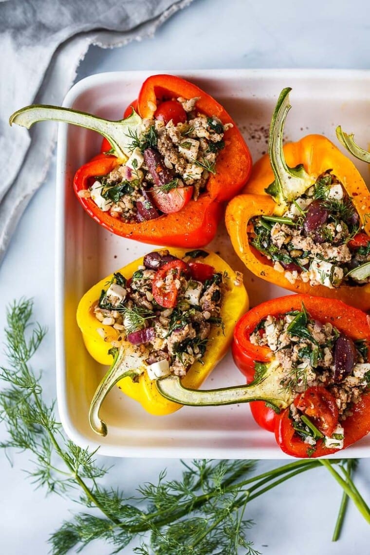 Mediterranean Stuffed Peppers Feasting At Home