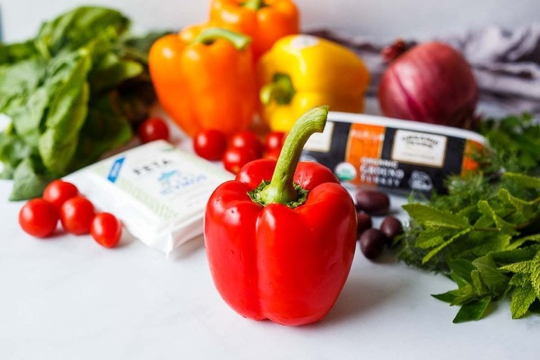 ingredients in Mediterranean stuffed peppers