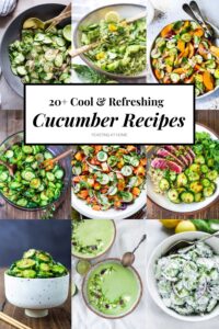 Here is a collection of our favorite Cucumber Recipes to try this summer! Crisp, cooling and refreshing cucumbers are low in calories and delicious in many things! 