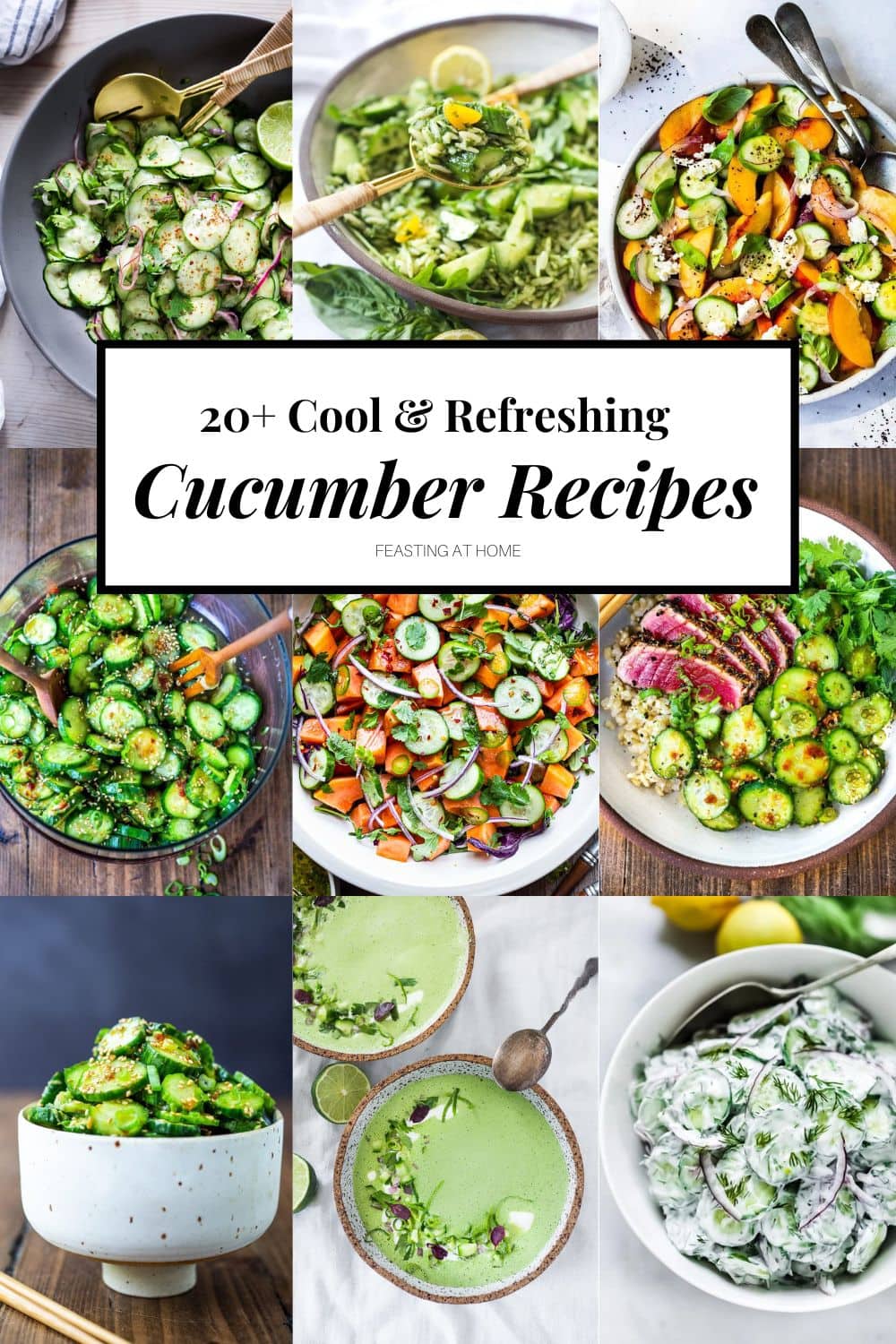 Chill out this Summer with 20 Cooling Cucumber Recipes! Cucumber Salads, Chilled Cucumber soups, and cucumber pickles! 