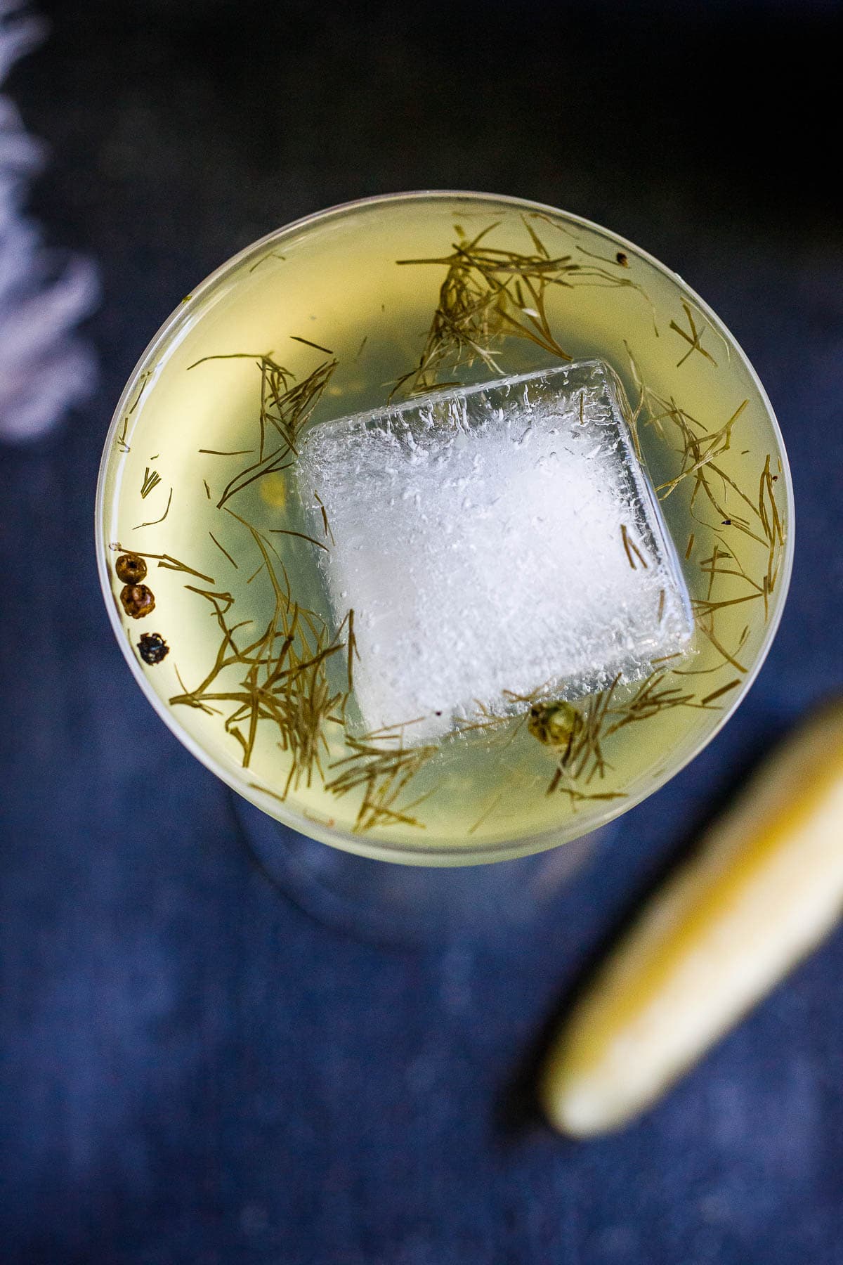 Gin and Brine is a cool summer cocktail made with probiotic, dilly pickle brine, celery bitters and your choice of gin.  A fun twist on a dirty martini. 