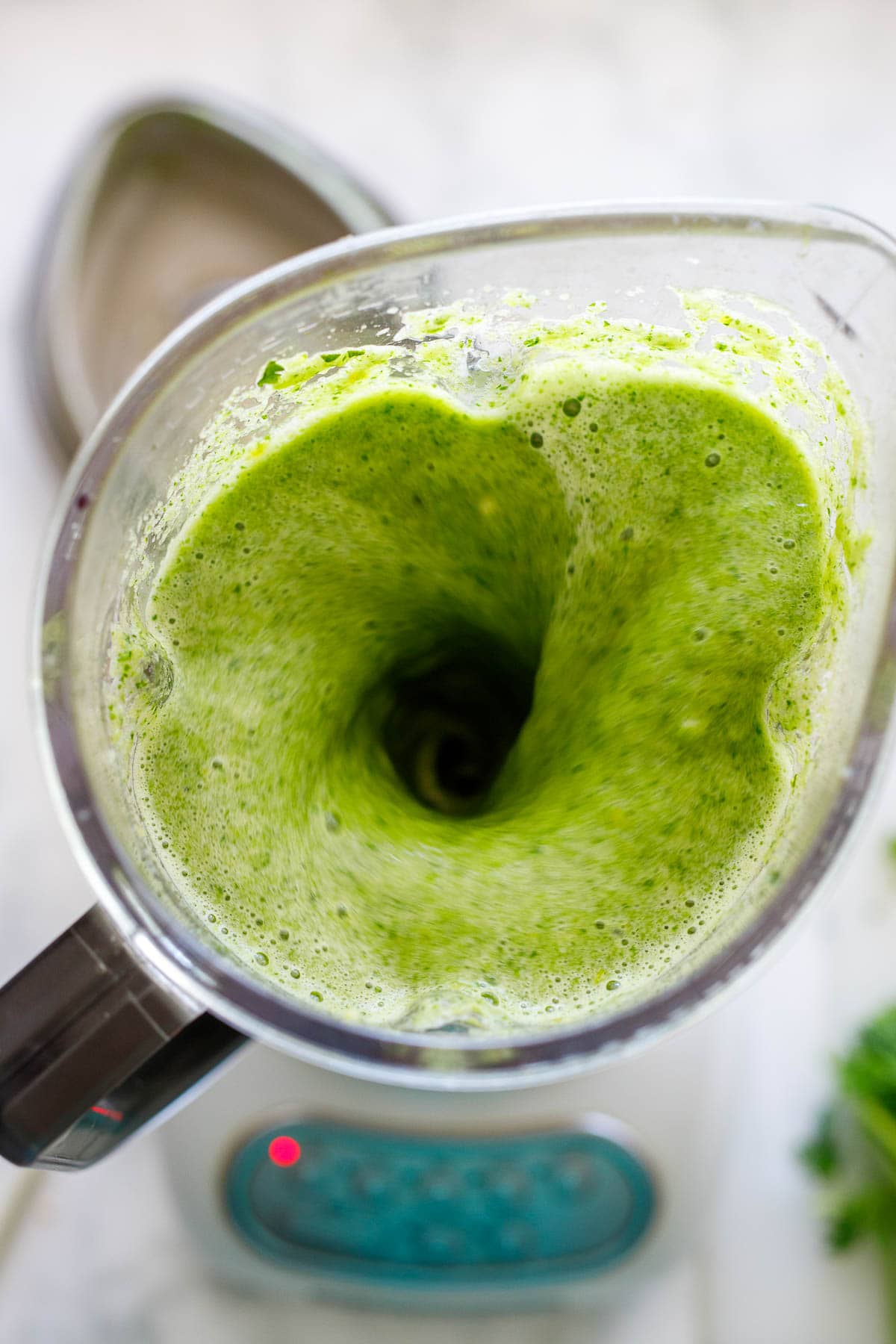 blending the green gazpacho