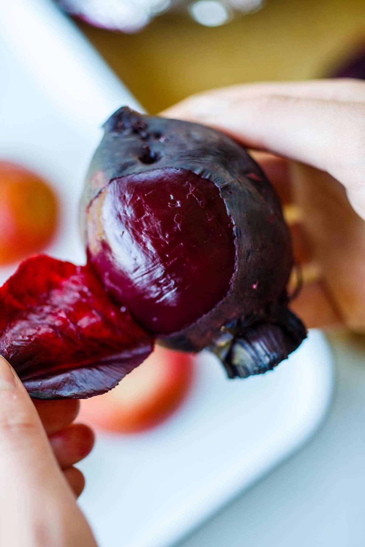 peeling beets