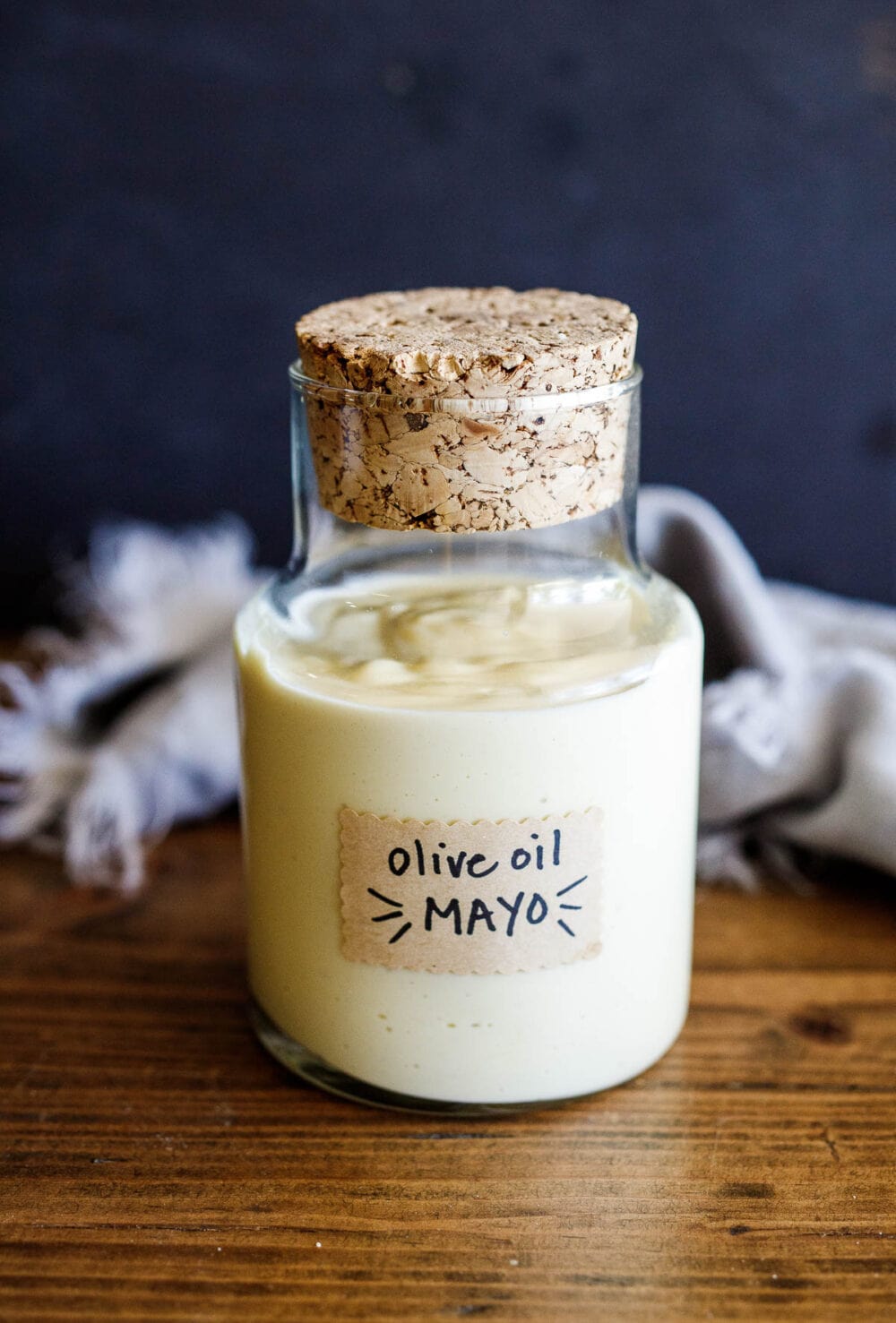 This simple, easy mayonnaise recipe is made with olive oil and can be made in a blender, food processor,  whisked by hand, or use an immersion blender. Keep it in the fridge for up to 3 weeks!