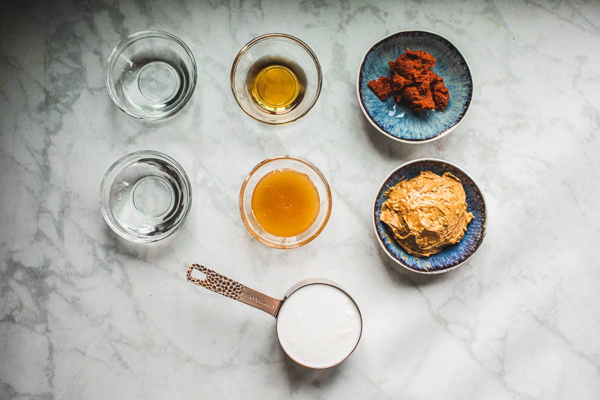 Ingredients in the peanut dipping sauce