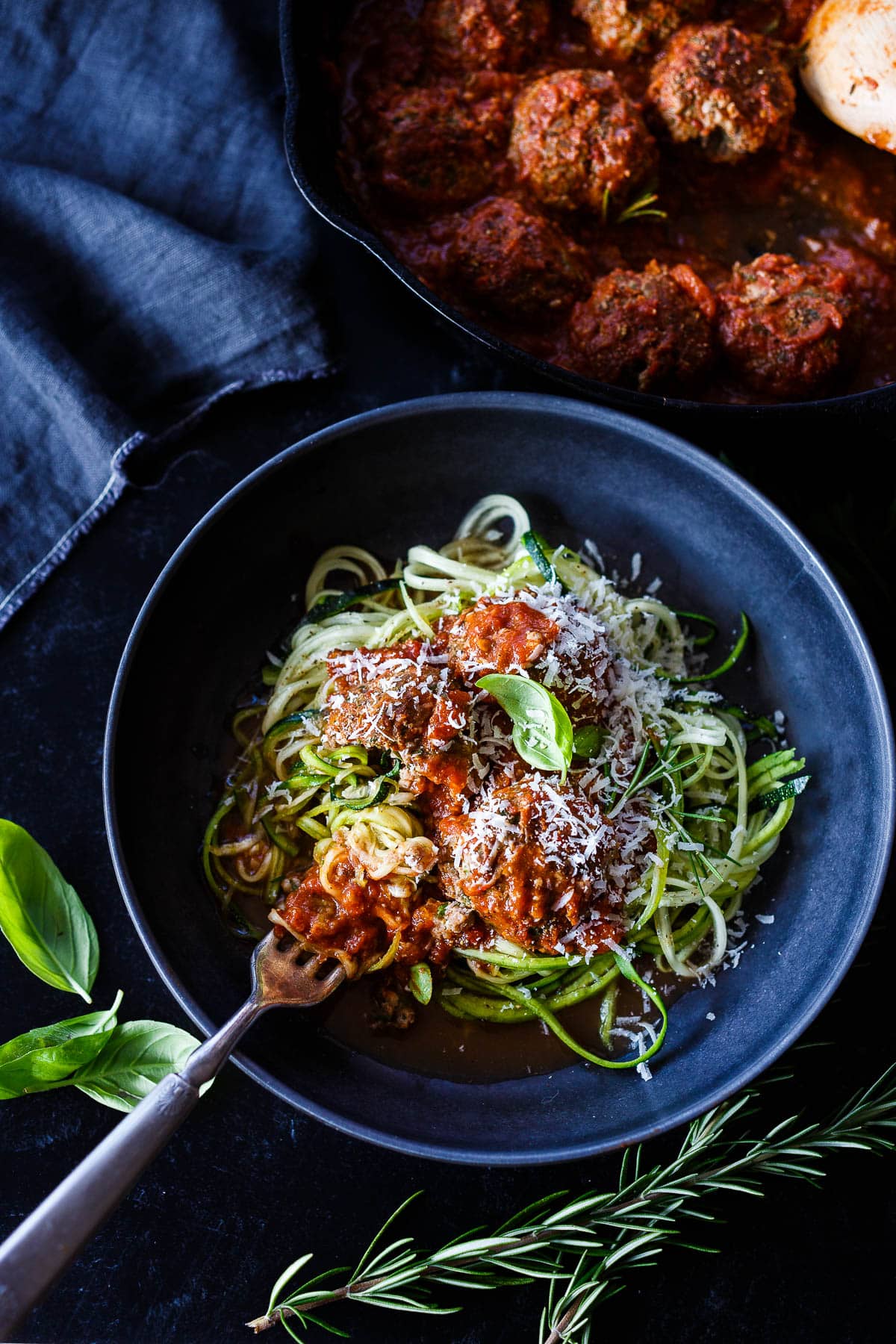 These flavorful Italian Meatballs are chock full of fresh herbs and savory goodness.  Fast and easy they can be made in 30 minutes. Serve them with zucchini noodles, roasted spaghetti squash, pasta, creamy polenta or in a roll. Low-carb, keto and gluten-free. 