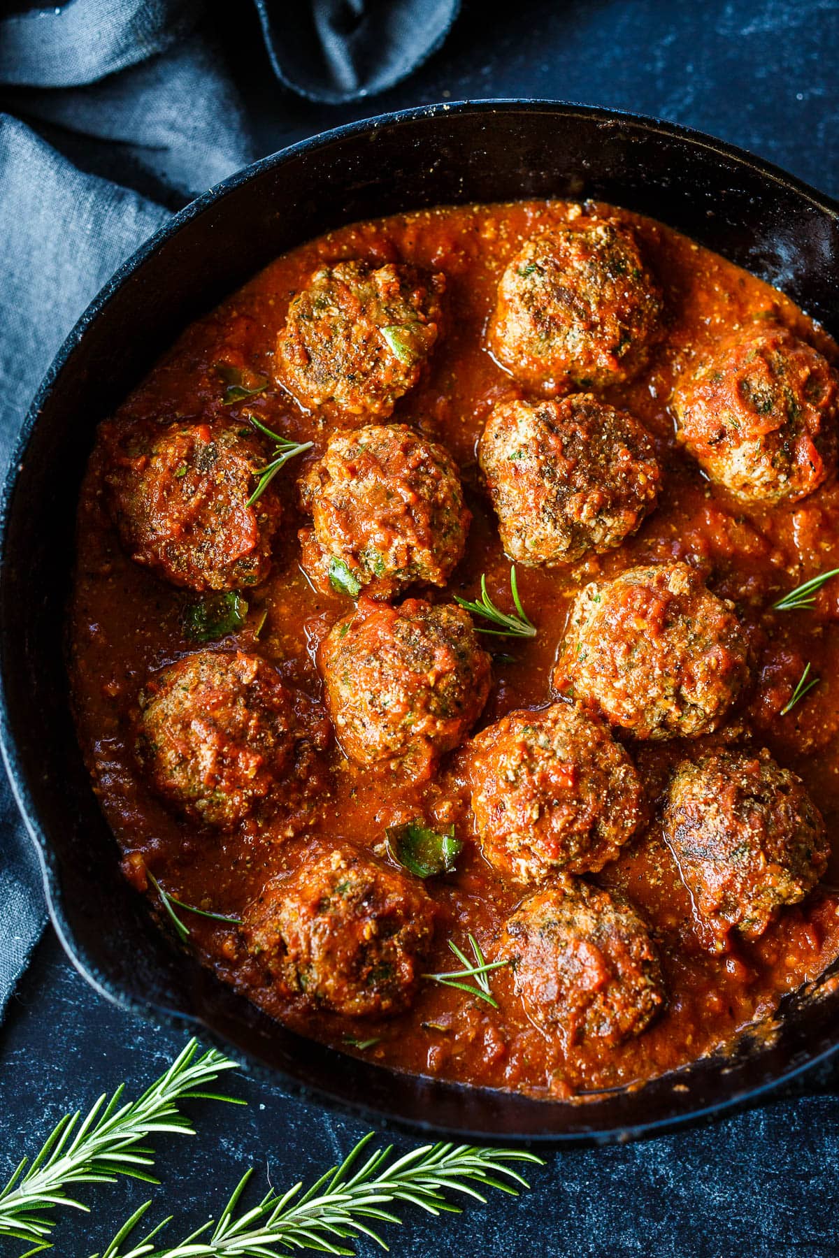 These flavorful Italian Meatballs are chock full of fresh herbs and savory goodness.  Fast and easy they can be made in 30 minutes. Serve them with zucchini noodles, roasted spaghetti squash, pasta, creamy polenta or in a roll. Low-carb, keto and gluten-free. 