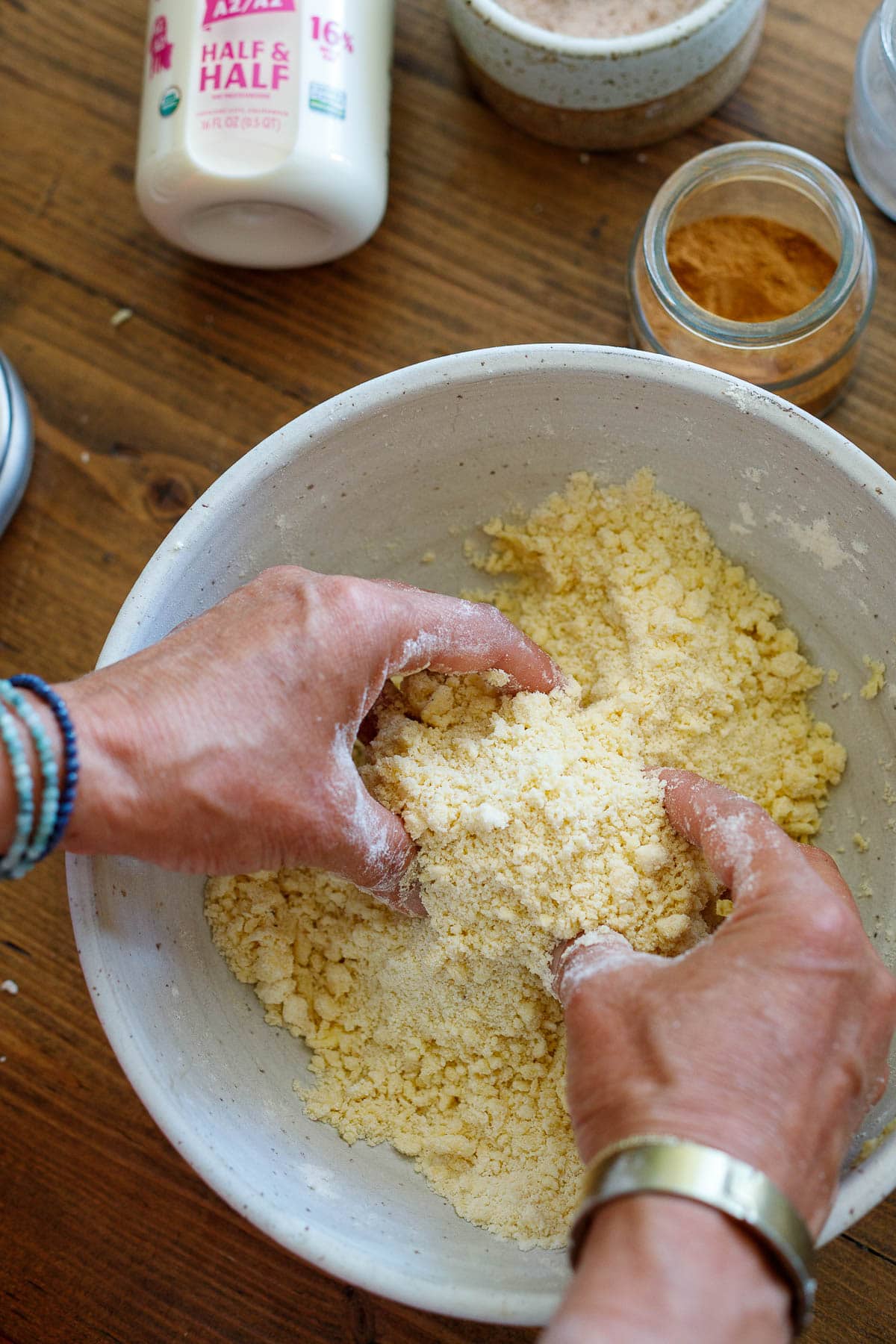 making the cobbler biscuit topping