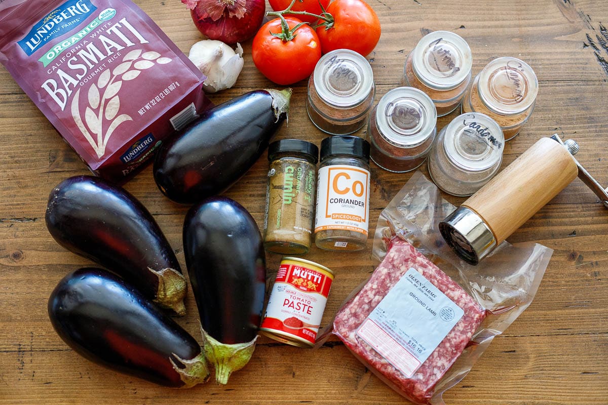 ingredients in stuffed eggplant